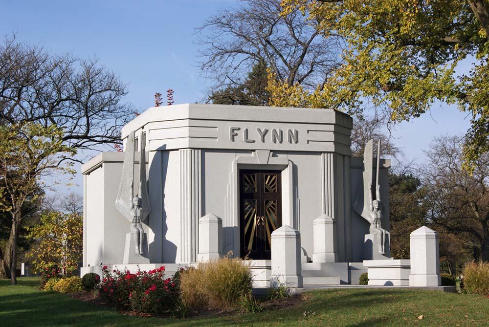 Front view of Art Deco private mausoleum